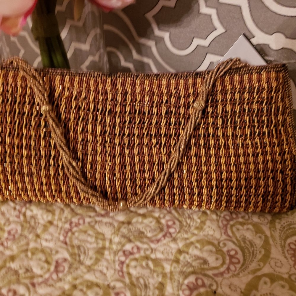 Vintage Gold Beaded Clutch